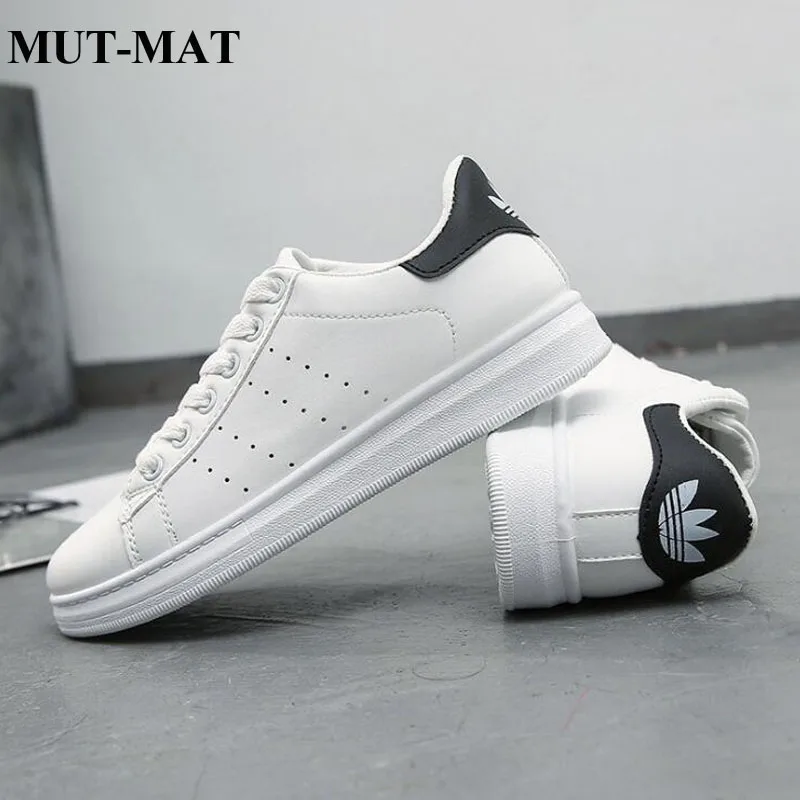 

MUT-MAT Women's Laced White Shoes PU Sneakers New High Fashion Trend Casual Footwear Sneakers Spring And autumn