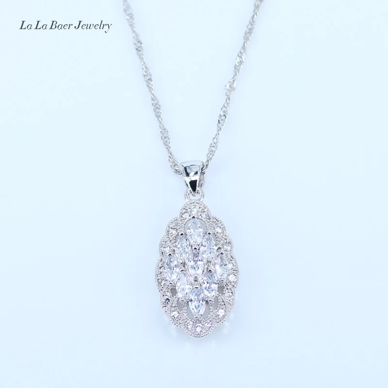 L& B квадратный Австрийский белый кристалл серебряный цвет свадебный набор украшений для женщин звезда браслет кулон ожерелье серьги кольцо