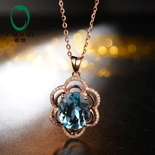 5.98ct в том случае, если овальные Форма 10x12 мм голубой топаз H/SI АЛМАЗ 10kt розовое золото Обручение кулон