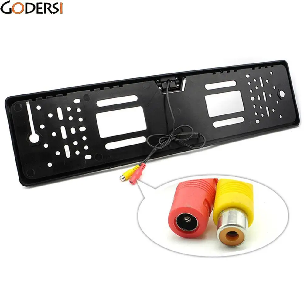

Godersi European License Plate Frame Car Rear View Camera Waterproof Night Vision Reverse Backup Camera PZJ9395