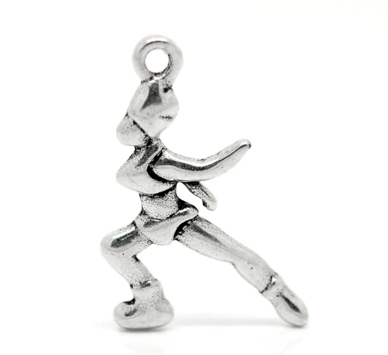 Free Shipping 150pcs Antique Silver Tone Skate Athlete