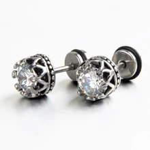 0,8 см Винтаж Прозрачный камень циркония чорный Нержавеющая Сталь Серебряный цвет серьги гвоздики для мужчин и женщин