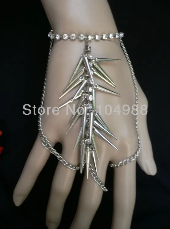 FREE SHIPPING 2014 HOT BY-259 WOMEN SILVER OR GOLD SPIKES BODY HAND CHAIN SLAVE BRACELET RHINESTONES CHAINS JEWELRY | Украшения и