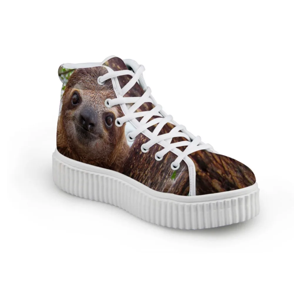 

Noisydesigns Female Creepers Shoes Calm down Otter Print Girls Canvas Flat Platform Ankle Boots Height Increasing High Top