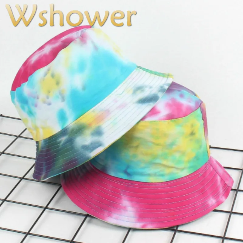 

Fashion Tie Dyeing Bucket Hat Hip Hop Women Cotton Summer Sun Hat Female Colorful Graffiti Lover Panama Outdoor Fishing Cap