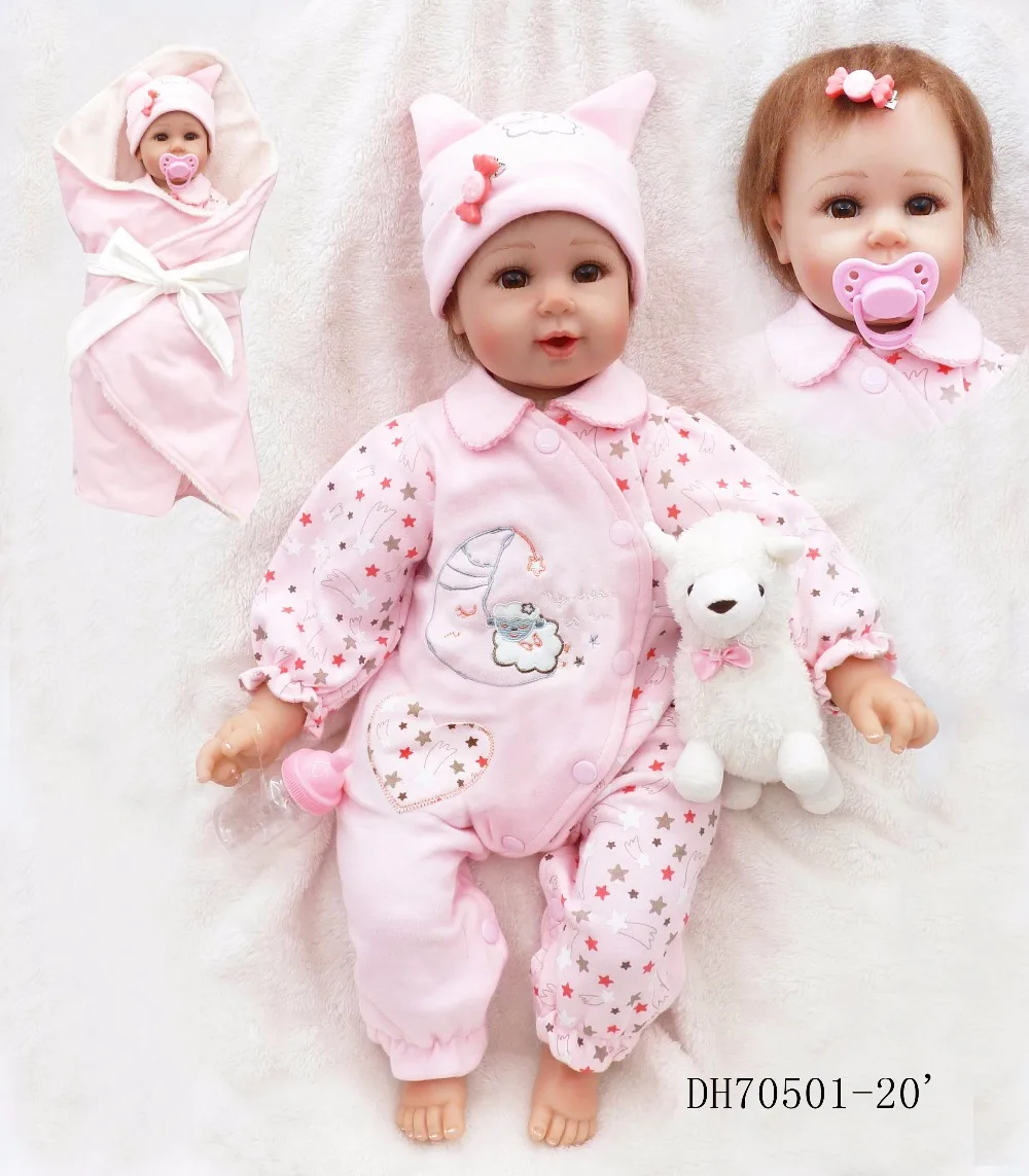 

Forrsdor 50cm Star Products charm Baby bebe bonecas simulation newborn baby girl with one plush toy Silicone Reborn Baby Dolls