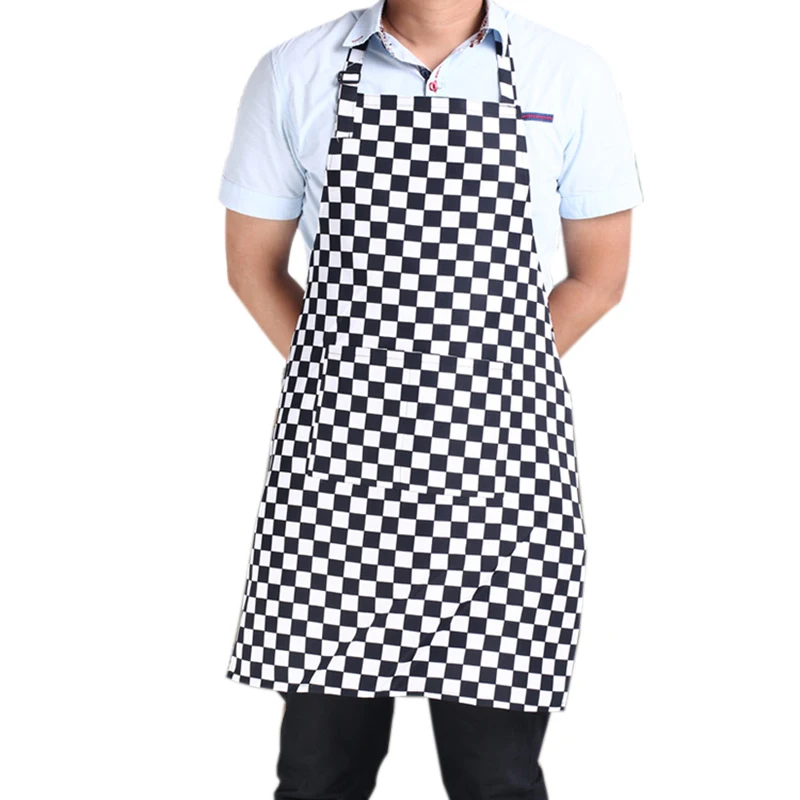 Creative Kitchen Apron for Women and Men Useful Cooking Apron Black and White Grid Hot Sale