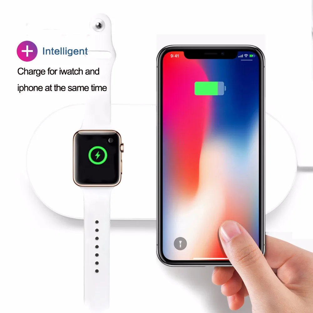 7.5 Вт Беспроводной Зарядное устройство Pad 2 в 1 для iwatch 3 серии быстрой зарядки iPhone X