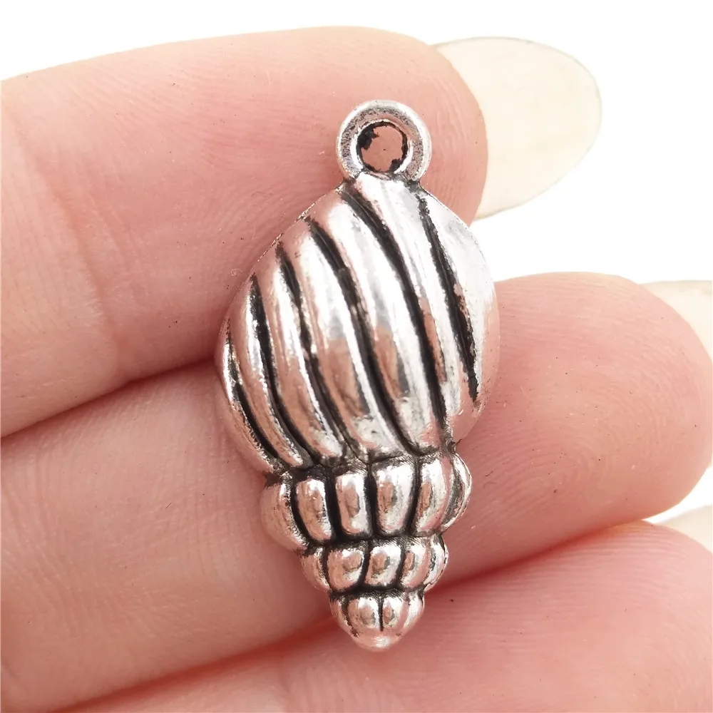 BULK 30 Zinc Alloy Nautical Sea Shell Charms Tibetan Silver Plated