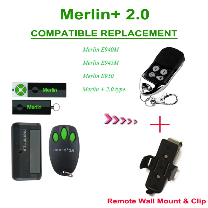 

Aftermarket Merlin+2.0 remote E945,E950,E943,MRC950EVO, MR650EVO ,MR850EVO, MT3850EVO remote +wall mount +Clip