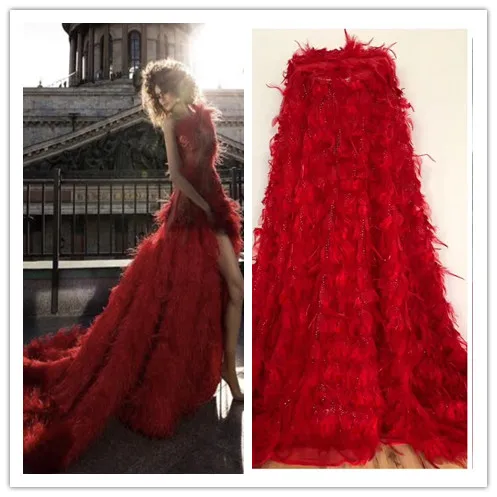 Nice looking feather tulle lace embroidery fabric for wedding dress SYJ-72815 with super quality new arrival | Дом и сад