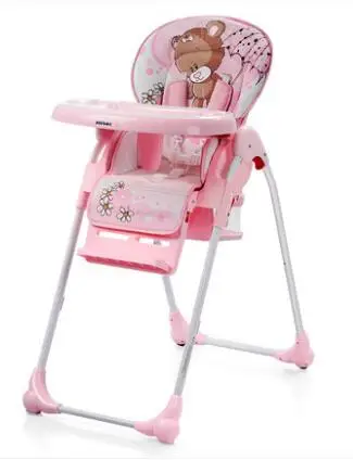 SHENMA Отрегулируйте высоту столик для кормления малыша, портативный детский стульчик для кормления, Регулируемый Детский кормовой стул, Многофункциональный стул один ключ складной - Цвет: Розовый