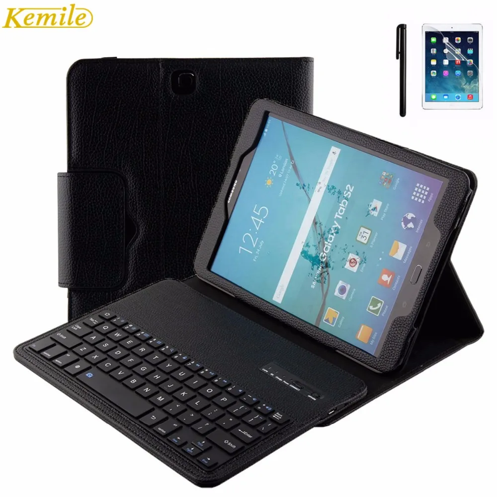 Kemile съемный Беспроводной Bluetooth клавиатура Портфолио Кожаный чехол для Samsung Galaxy Tab S2 9,7 T810 T815 T819