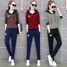 Весенняя женская спортивная одежда, спортивный костюм, полосатые толстовки с принтом, толстовка+ штаны, для бега, для бега, Повседневный, для фитнеса, набор для упражнений, спортивный костюм