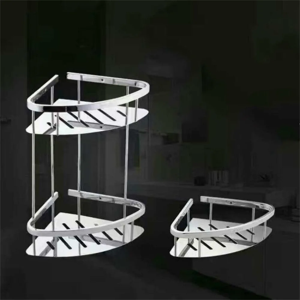 

Stainless Steel Anti-rust Storage Shelf Wall Mounted Hanging Rack Washroom Bathroom Shower Soap Sponge Holder Corner Holder