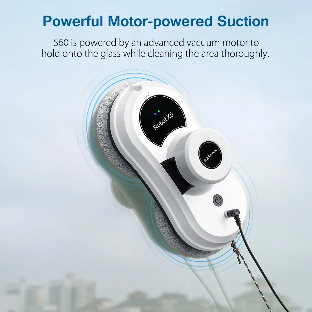

Alfawise S60 Robotic Window Cleaner Glass Window Cleaning Robot Low Noise Remote Control Home Automatic Window Cleaning Machine