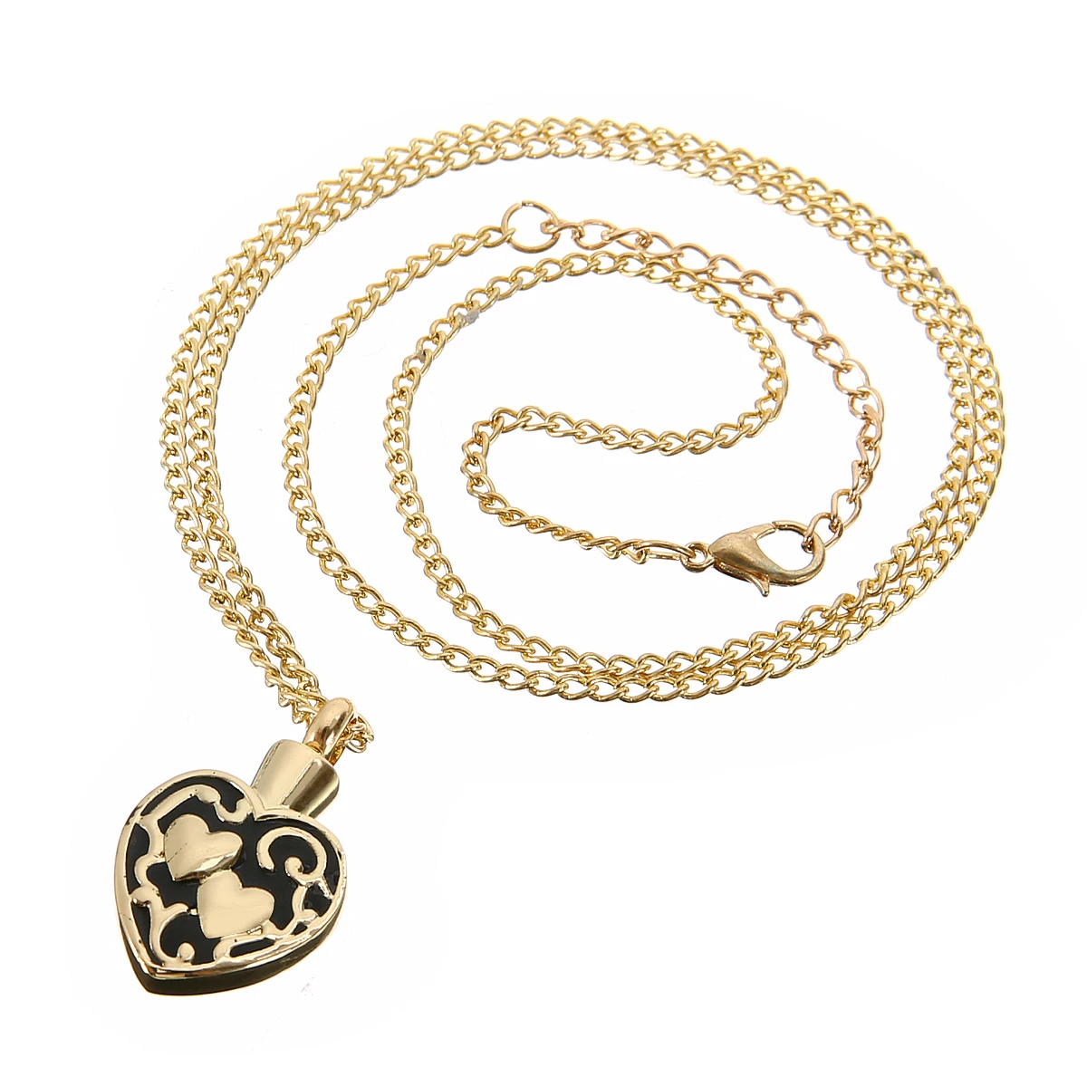 Shellhard Gold Color Urn Cremation Pendant Necklace Vintage Love Heart Ash Holder Mini Keepsake Necklaces Memorial Jewelry
