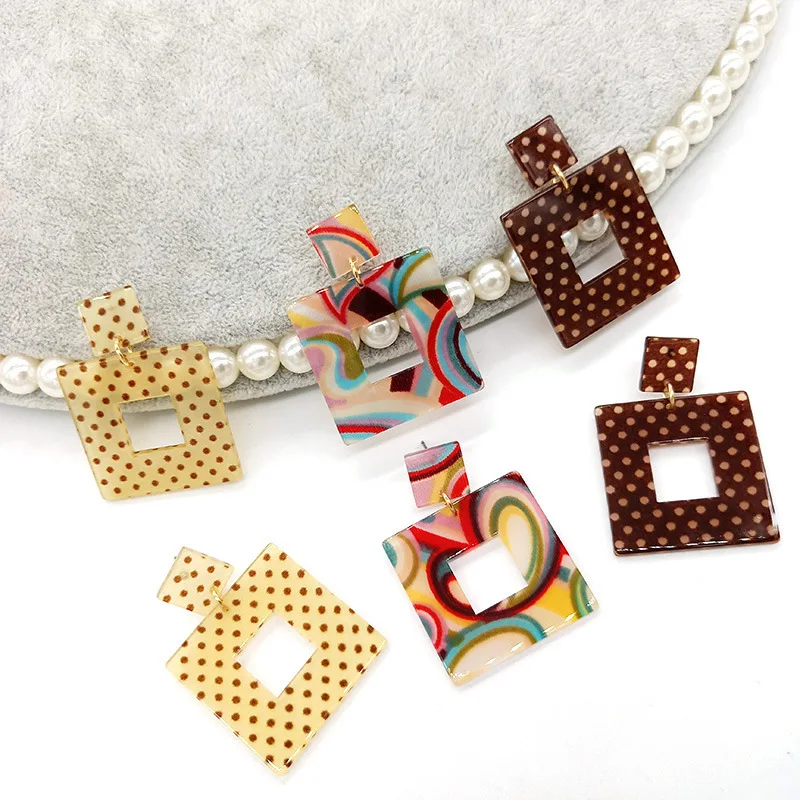 

2019 Real Vintage Brinco Brincos Oorbellen And The New Earrings Retro Geometric Acetate Acrylic Long Eardrop Of Female Stud