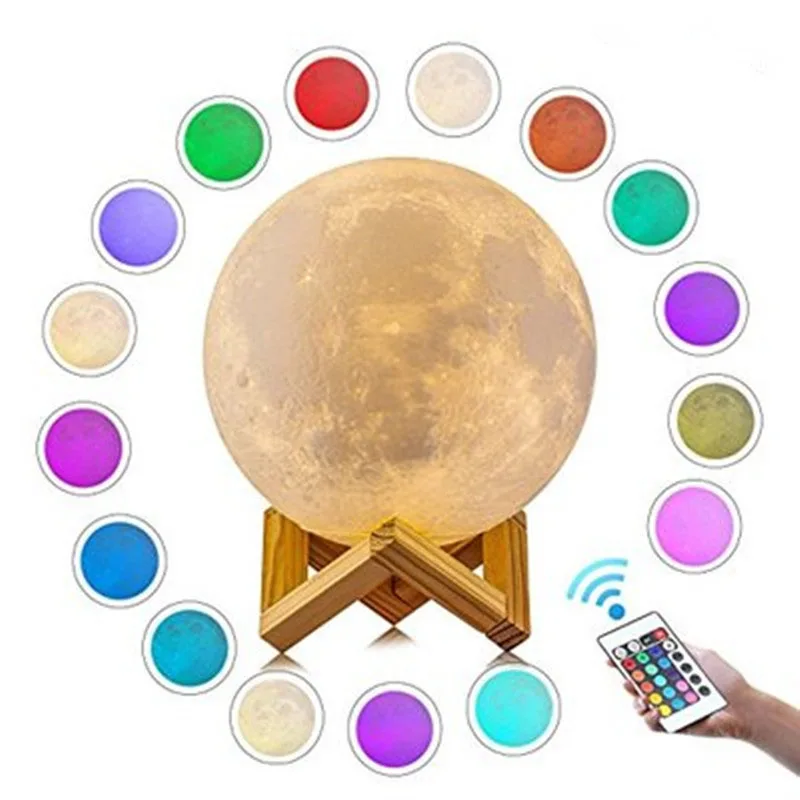 

16 colors with remote control 3D printing moon night lights can be customized Gift romantic Valentine's Day desk birthday lamp