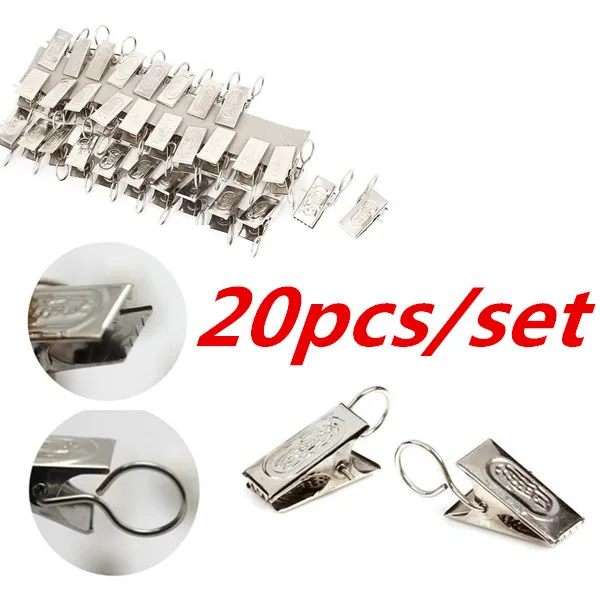 

20pcs Curtain Rod Clips Drapery Clips Metal Stainless Steel Window Shower Curtain Rod Clip Rings Drapery Clips Clamps