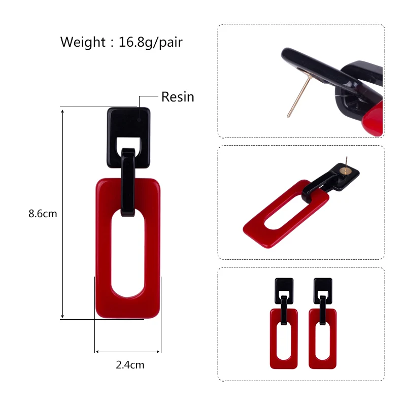 Classic Dangle Fashion Resin Earrings for Women 2018 Statement Long Big Geometric Acrylic Dangling Earring Female Jewelry Brinco (5)