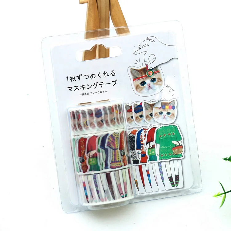 

Creative Japanese Cat Theme Girl Collage Bullet Journal Washi Tape Set Stickers Scrapbooking Planner Masking Tape For Kids