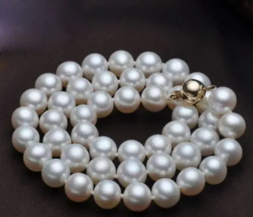 

Jew3112 CHARMING AAA 10-11MM SOUTH SEA GENUINE WHITE PEARL NECKLACE 14KGP