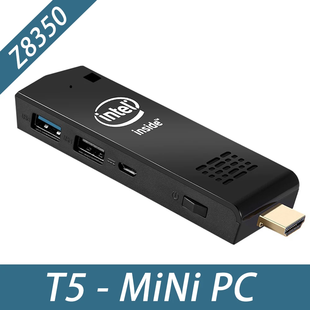 

Micro Pocket PC Z8350 Mini PC T5 Mini Computer Intel atom Z8350 Quad Core WiFi2.4G&5G 4K Bluetooth 4.0 HDMI HTPC USB PC Stick