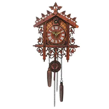 

Vintage Wood Cuckoo Wall Clock Hanging Handcraft Clock For Home Restaurant Decoration Art Vintage Swing Living Room