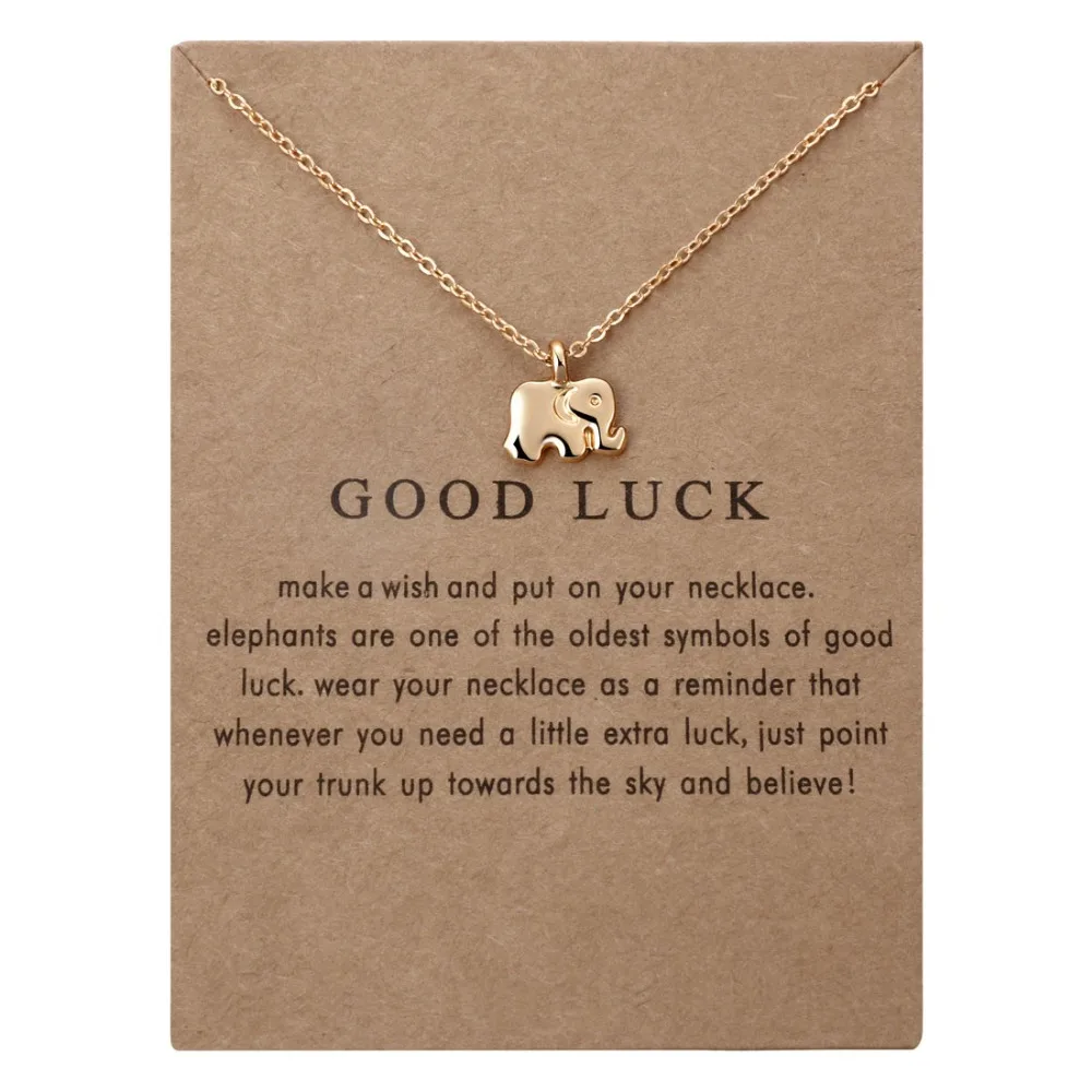 

ZHIMO Charm Gold Silver Color Good Luck Short Chain Elephant Necklace with Card for Women