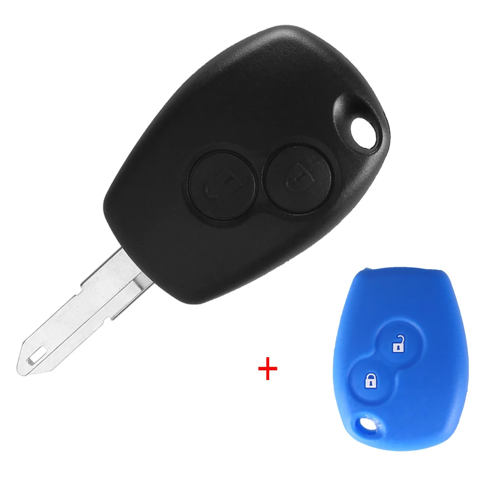 Dandkey 2 кнопки ключа автомобиля оболочки Замена чехол 2 кнопки для Renault Duster Logan Fluence Clio Kangoo Sandero - Количество кнопок: blue