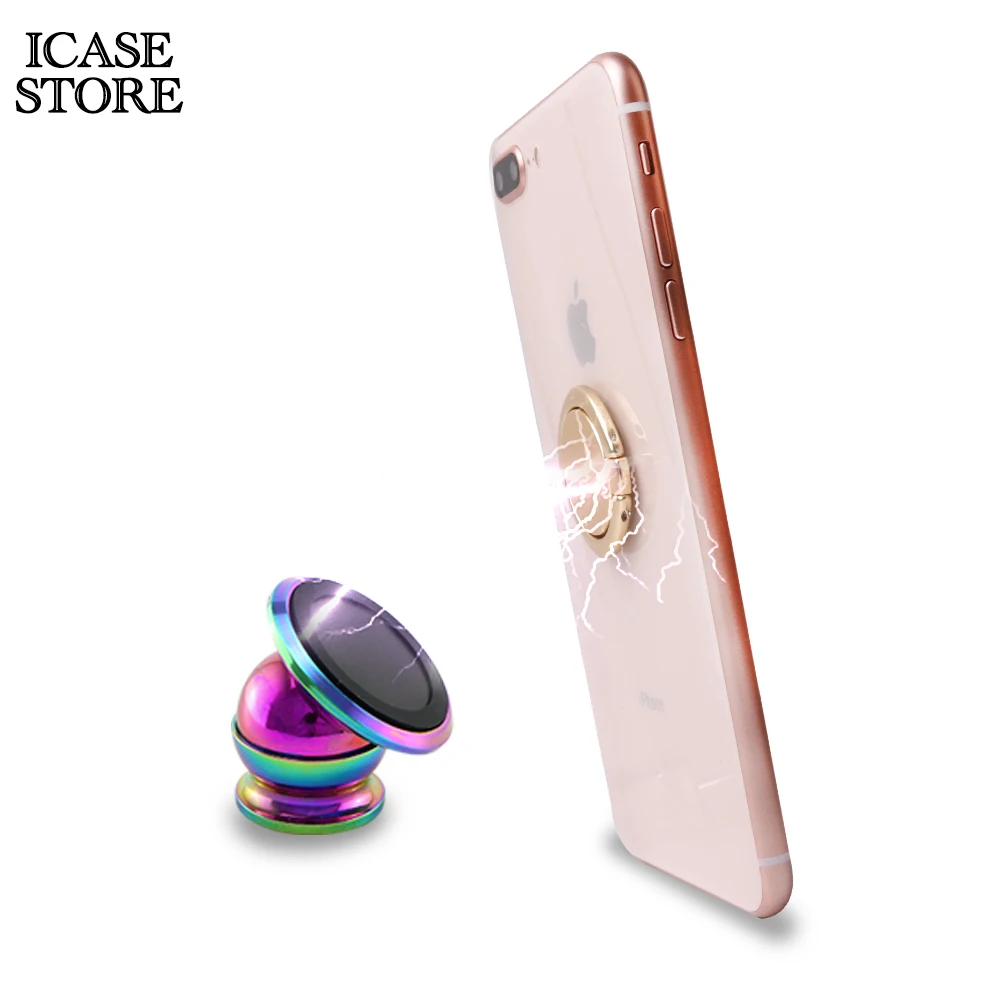 Ikase store Finger Ring Holder For Mobile Phone Universal Magnetic 360 Degree Metal Stand Holder For iPhone for Samsung