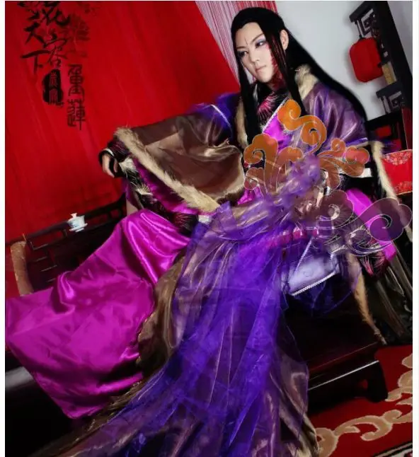 3 вида конструкций, десять миль лотоса цветок Чонг лиан фиолетовый мужской костюм Hanfu с длинным хвостом Cos Zi Mo Hua Rong Tian Xia