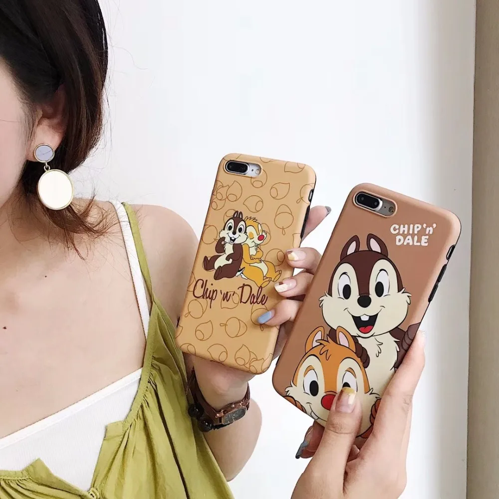 

2018 Rushed Chip N Dale Cartoon Phone Case for Iphone 6 6s 6plus 7 Plus 8 X Cute Squirrel for Brothers Soft Tpu Back Cover