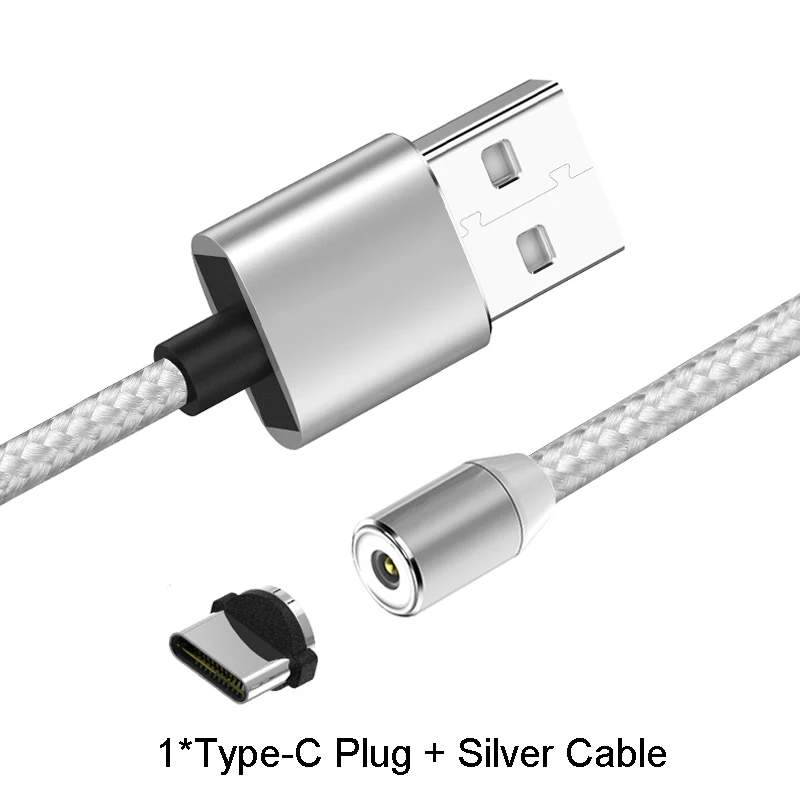 Магнитный кабель MOOJECAL для iPhone XR XS Max, USB Магнитный зарядный кабель для мобильного телефона, кабель Micro USB type C для samsung - Тип штекера: Silver Type C Plug