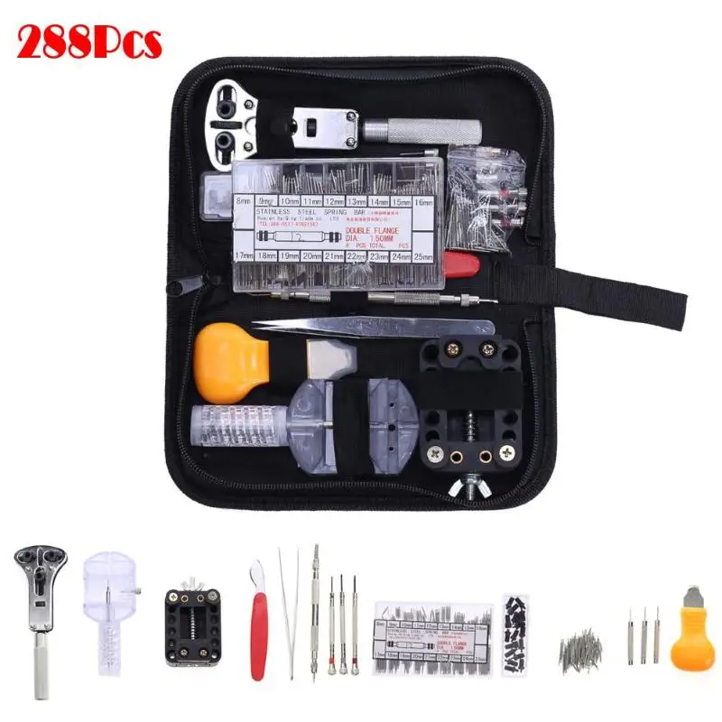 

288 Pcs Watchmaker Watch Repair Tool Kit Back Case Battery Opener Remover Spring Bar Band Pin Hand Remover Reparatie Tool