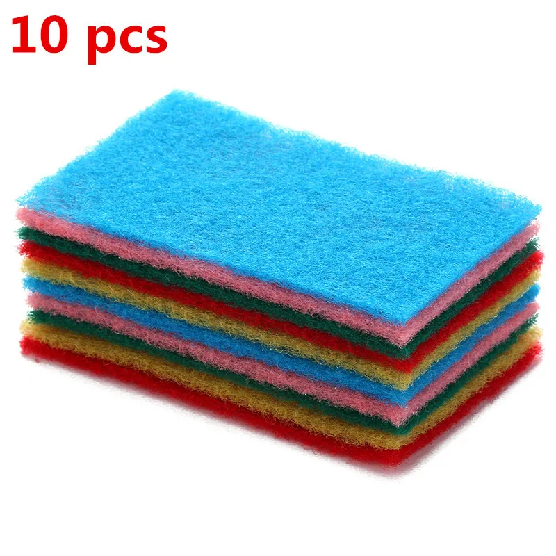 

Sponges & Scouring Pads 10pcs Color sponge scouring pad kitchen dishwashing pot strong decontamination oil rag cloth bowl clean