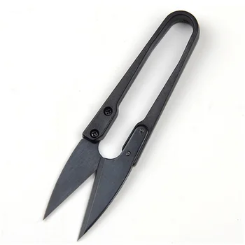 

500pcs/lot U Shape Thread Yarn Scissors Black High-carbon Steel Embroidery Handheld Sewing Cutter Scissor Free Shipping