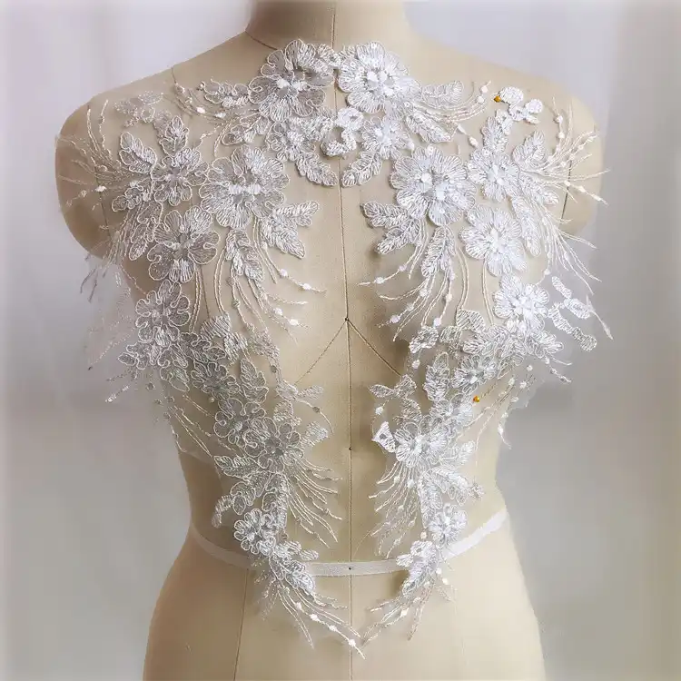 Embroidery Car Bone Lace Flowers Sequins Applique Bridal Accessories Diy Materials Finished Flower Patch Wedding Dress Applique Lace Aliexpress