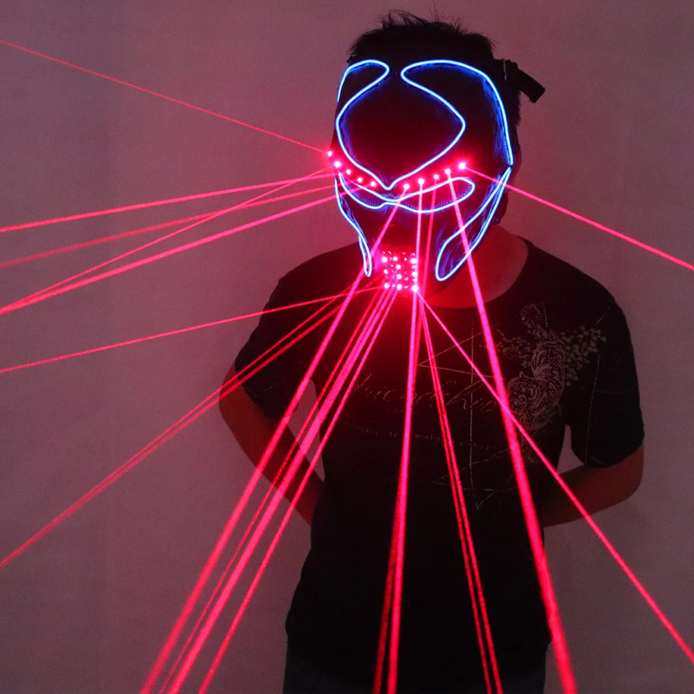 Red Laser Mask Luminous Light Up Laserman Show Halloween Masks For