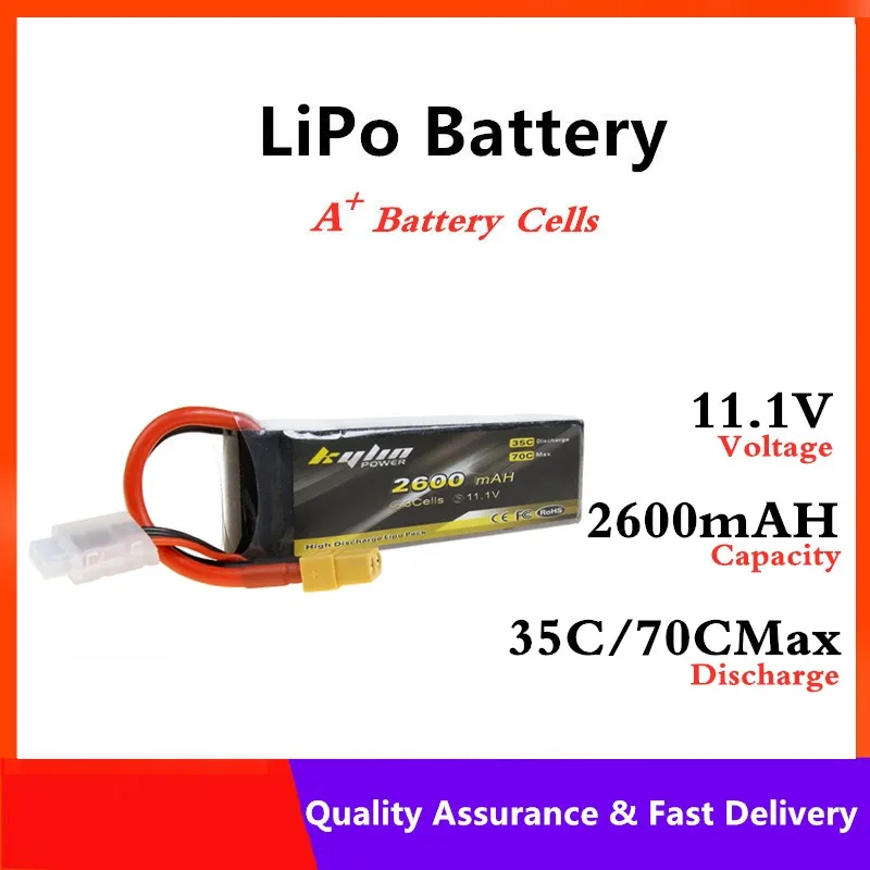 

Lipo battery 3S 11.1V 2600mAH 35C/70C Max Large-capacity RC Drones airplane high-rate Lithium Battery
