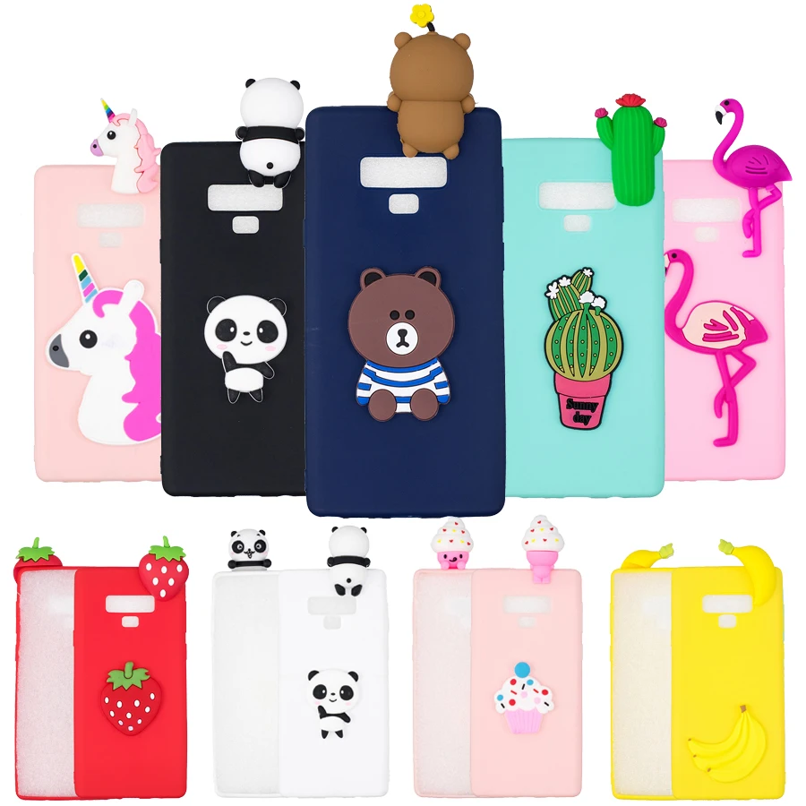

Phone cases on For Samsung Galaxy Note 9 case cover Soft Silicone cover FOR Fundas Samsung Note 9 Note9 3D Unicorn Panda case
