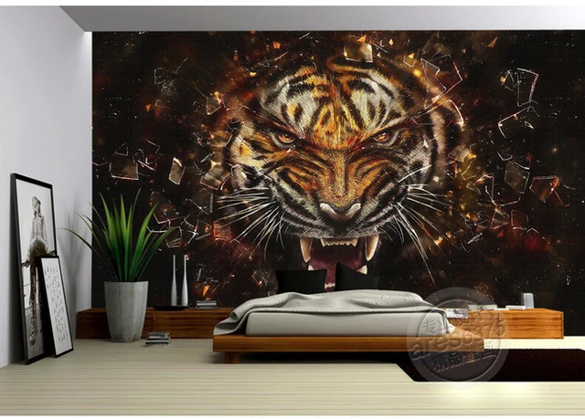 Pôster de tigre 3D, mural de decoração de parede, papel de parede