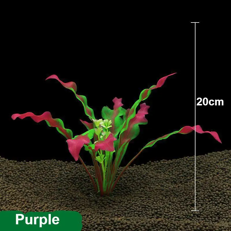 Горячая рыбы искусственные растения для аквариума трава орнамент пластиковый аквариум водоросли трава для украшения аквариума 20 см - Цвет: Фиолетовый