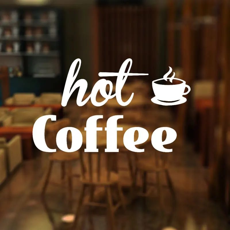 

Coffee Shop Window Sign Decal, Hot Coffee Shop Window Door Sticker, Window/Shop/Coffee Sign Decoration 3W06