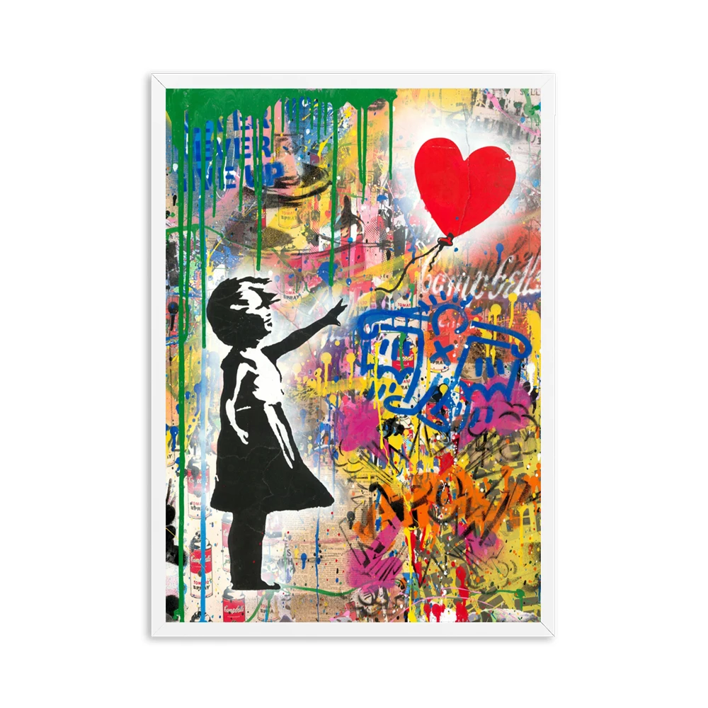 Girl with Balloon Street Wall graffiti Art Canvas Paintings Abstract Einstein Pop Art Canvas Prints For Kids Room Cuadros Decor - Цвет: Picture 4