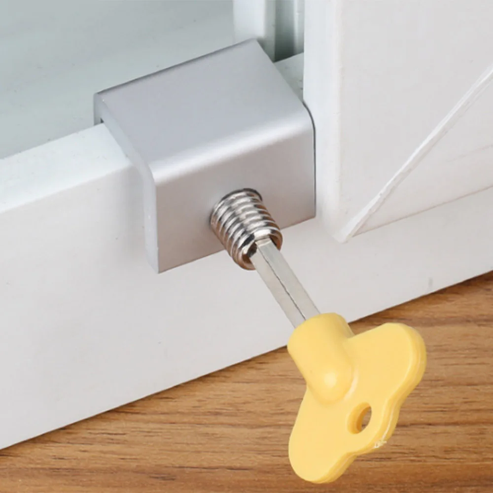 

8PCS Adjustable Sliding Window Locks Stop Aluminum Alloy Door Frame Security Lock With Keys Home Office Safety Window Lock Y30