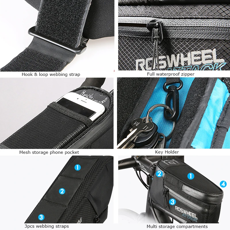 Cheap Roswheel Waterproof Cycling Front Frame Tube Top Bicycle Bike Bag Pannier Cycling Pack with Phone Holder Attack Series 121370 4 Cheap Roswheel Waterproof Cycling Front Frame Tube Top Bicycle Bike Bag Pannier Cycling Pack with Phone Holder Attack Series 121370 4