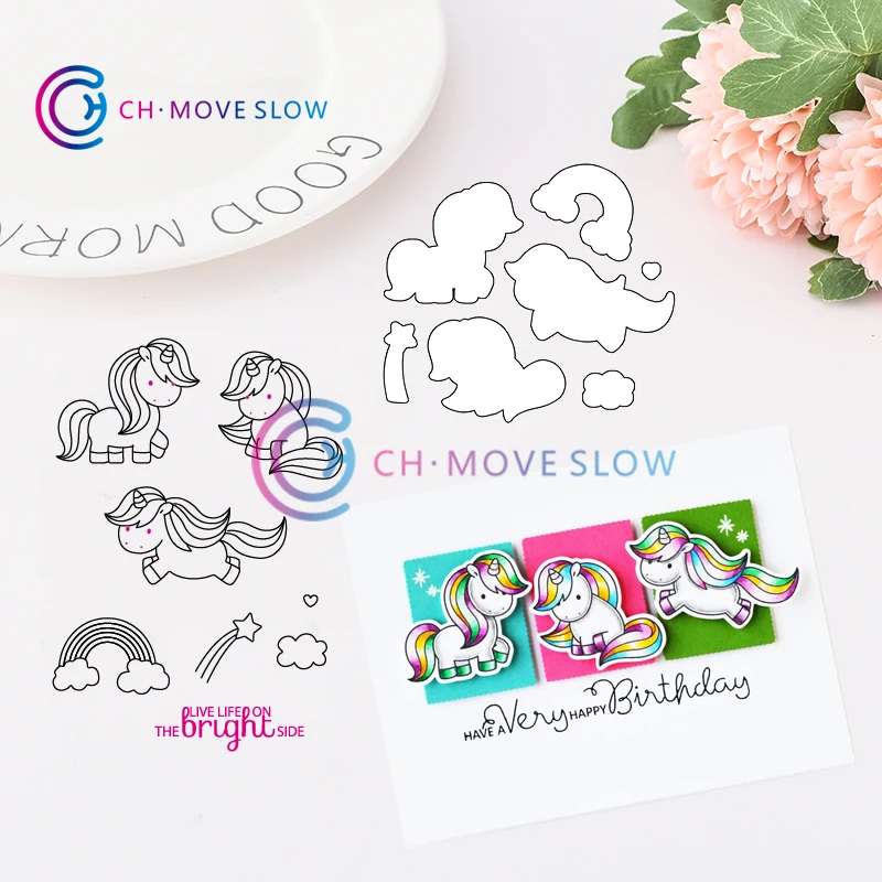 

CH Fairy Tale Unicorns Cutting Dies and stamps DIY Scrapbooking Card Stencil Paper Cards Craft Handmade Embossing Folder DIY