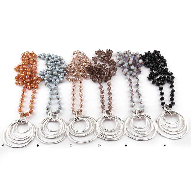 Модные богемные ювелирные изделия стеклянные хрустальные цепи металлическая позолоченная цепь кулон ожерелье для женщин национальное ожерелье